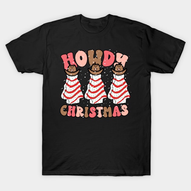 Howdy Western Christmas Trees Cakes T-Shirt by JanaeLarson